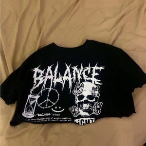 Black Balance short sleeve crop top